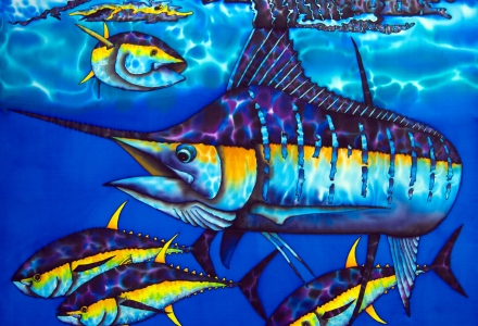 Blue Marlin Art | Silk Batik of JEAN-BAPTISTE